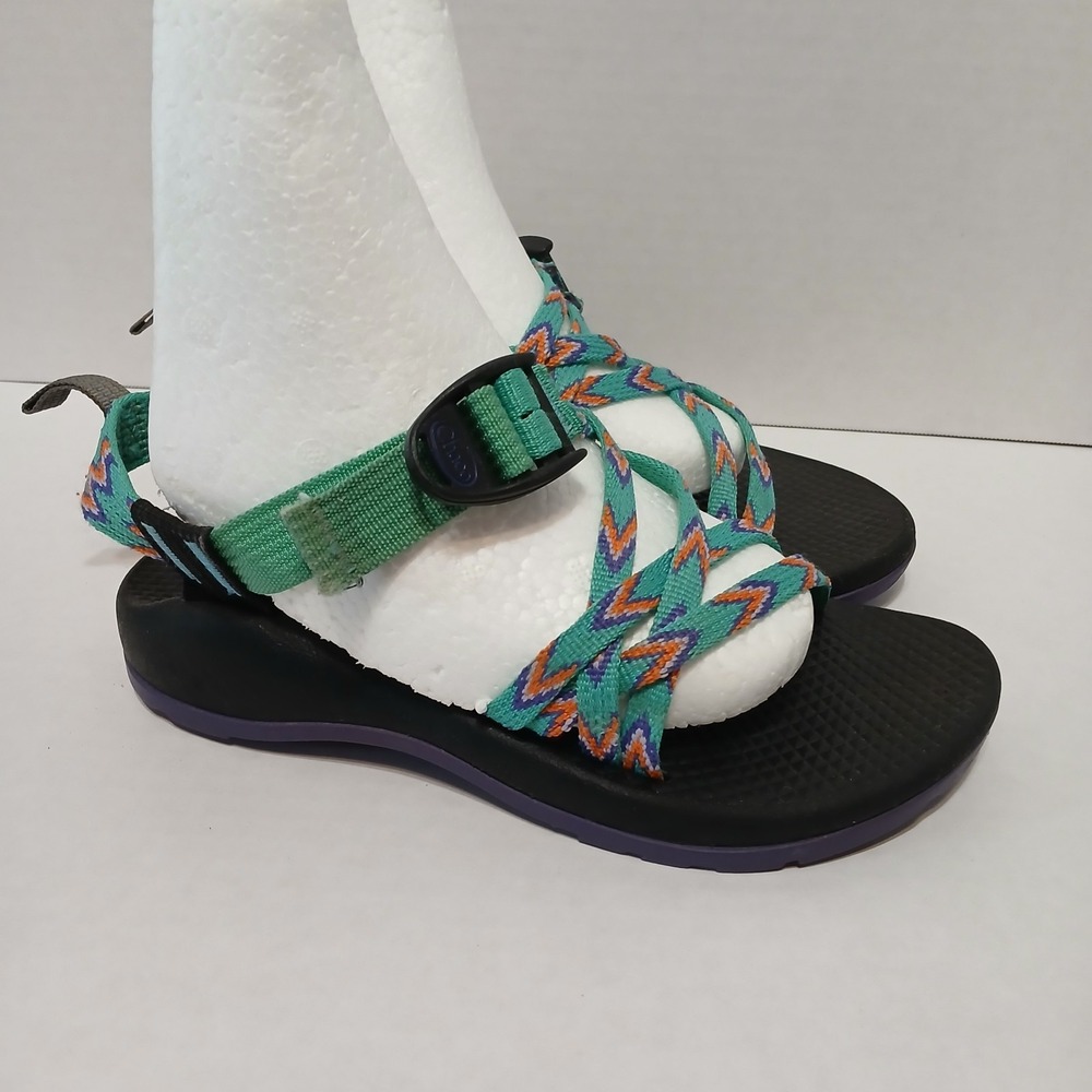 Chaco Classic ZX 2 Sandals Geometric Teal Purple Blue Girls Youth Size 2
